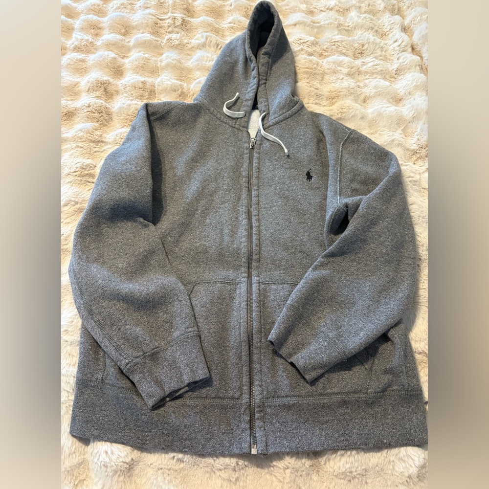 Polo Ralph Lauren Sherpa-Lined Full Zip Hoodie – Gray – Size XL
